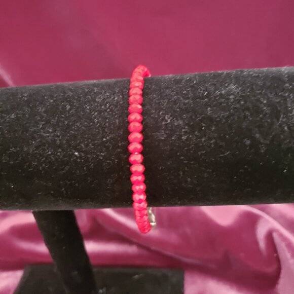 Alex and Ani Dark Red Beaded Bracelet Adj Bangle Express Yourself LOVE A-264 - Picture 2 of 6